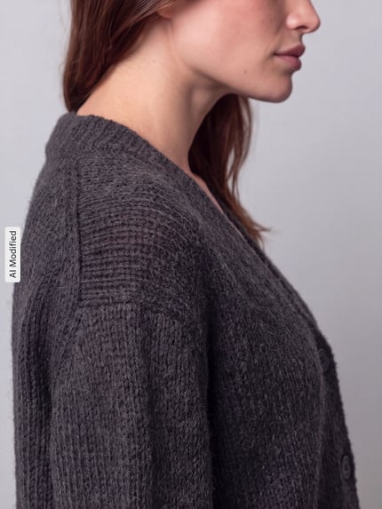 Marc O'Polo DENIM Regular Fit Strickjacke aus Schurwoll-Mix mit Alpaka-Anteil Anthrazit 3