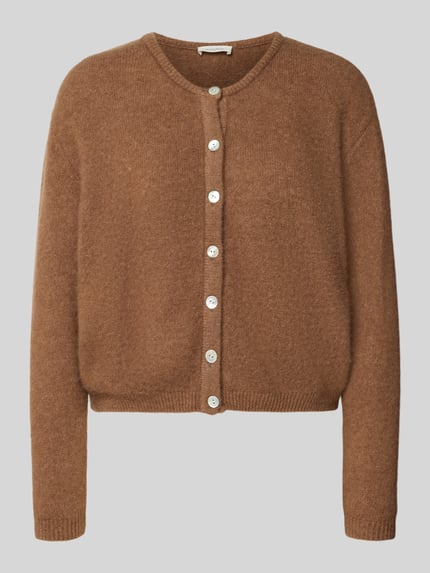 Produktfoto, brązowy Relaxed Fit Cardigan aus Woll-Alpaka-Mix Modell 'VITOW' od American Vintage, imitacja dzianiny, listwa guzikowa, okrągły dekolt