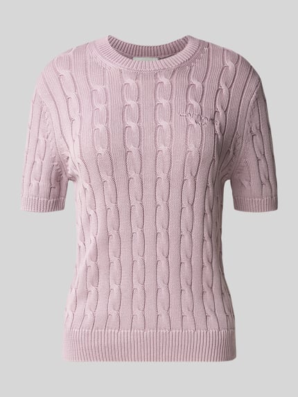 Carhartt Work In Progress Strickshirt mit Zopfmuster und Rundhalsausschnitt Hellrosa 2