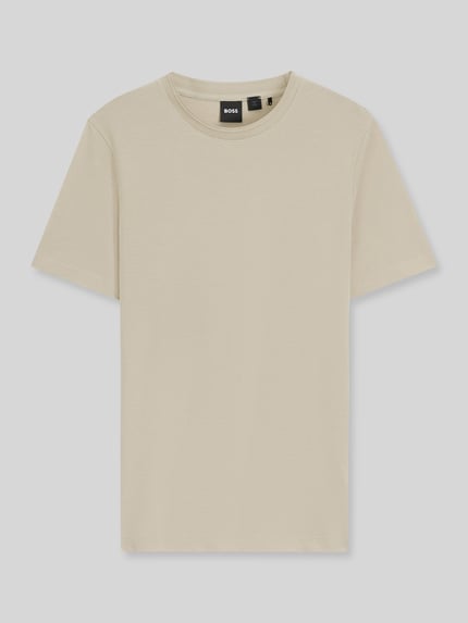Produktfoto, Regular Fit T-Shirt aus Baumwoll-Mix Modell 'TIBURT 240' von BOSS in Optik: Unifarben, Kurzarm, Materialverarbeitung: Mouliné-Garn