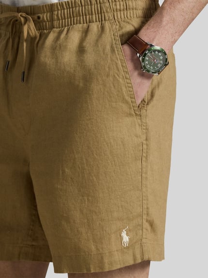 Polo Ralph Lauren Linnen shorts met tunnelkoord als vetersluiting en logostitching Zand - 3