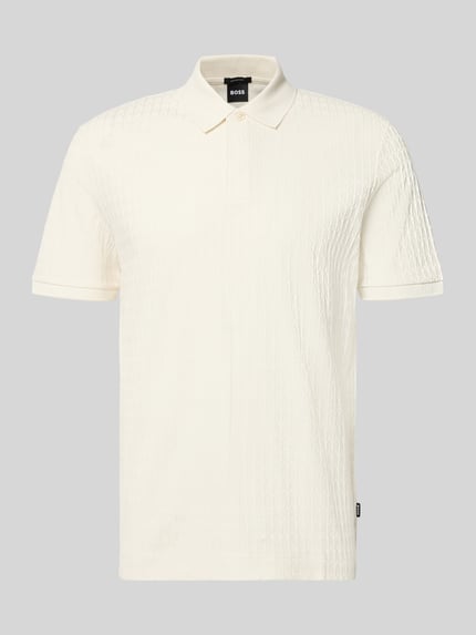 Produktfoto, regular fit poloshirt uit pure katoen model 'Parley 321' van BOSS in crèmekleur met licht structuur, Heren