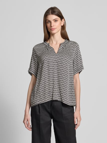 Smith and Soul Blouseshirt van viscose met 1/2-mouwen en V-hals Zwart - 4