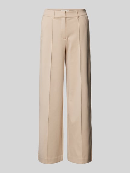ICHI Wide Leg Stoffhose mit fixierten Bügelfalten Modell 'KATE' Beige 2