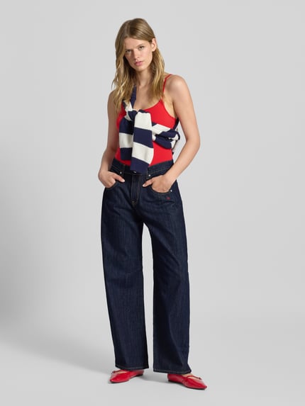 REVIEW Relaxed Fit Jeans mit Eingrifftaschen Dunkelblau 1