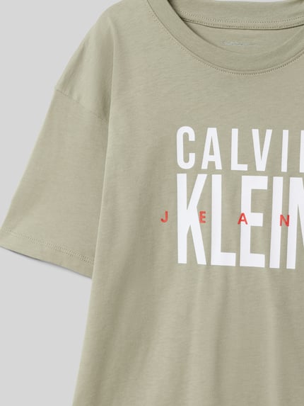 Calvin Klein Jeans T-shirt met labelprint Beige - 2