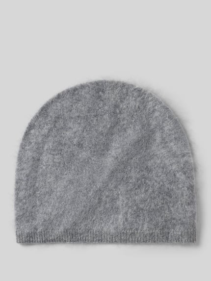 Produktfoto, Beanie aus reinem Kaschmir von Christian Berg Woman in Grau, Strick-Optik, gerippter Abschluss, Ziernaht, weiche Textur