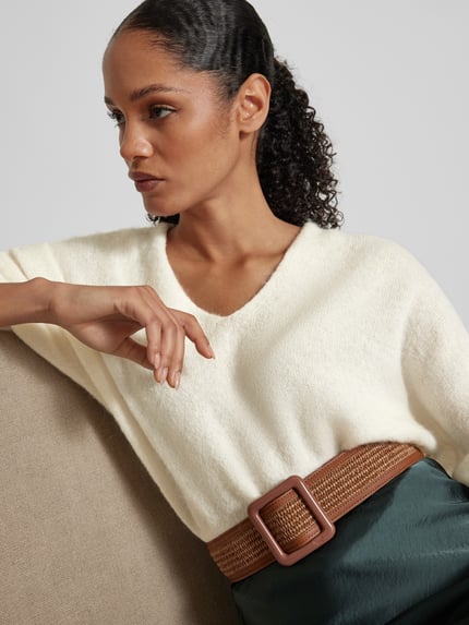 someday. Strickpullover mit gerippten Abschlüssen Modell 'Tamita' Ecru 3