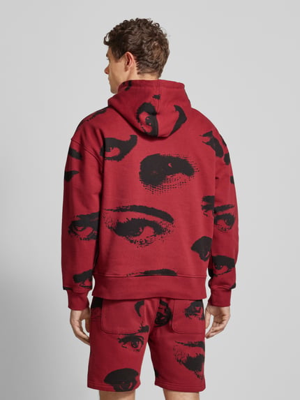 The Hundreds Hoodie met kangoeroezak, model 'SURVEILLANCE' Rood - 5