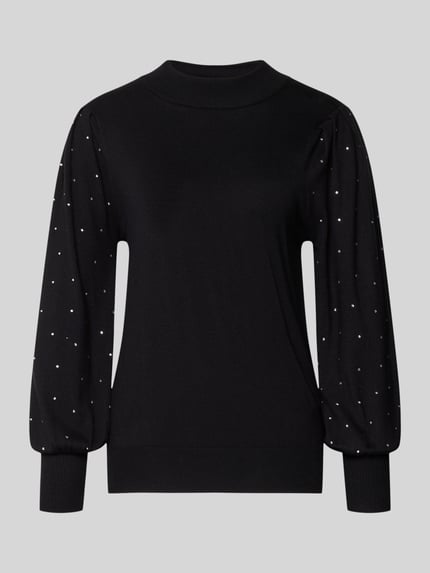 FREE/QUENT Strickpullover mit Ziersteinbesatz Modell 'DOTKA' Black 2
