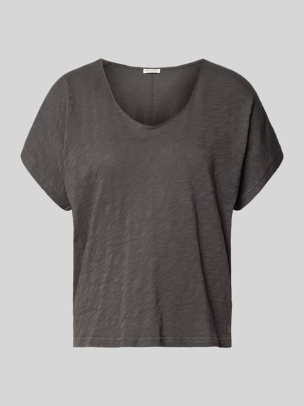Produktfoto, Loose Fit T-Shirt aus reiner Baumwolle von Marc O'Polo in Melange-Optik, Damen T-Shirt, V-Ausschnitt, Kurzarm, reine Baumwolle