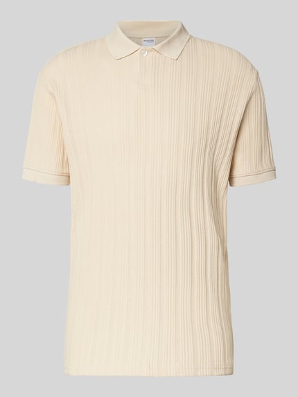 Selected Slim Fit Poloshirt mit Strukturmuster Modell 'JADEN' Sand 2