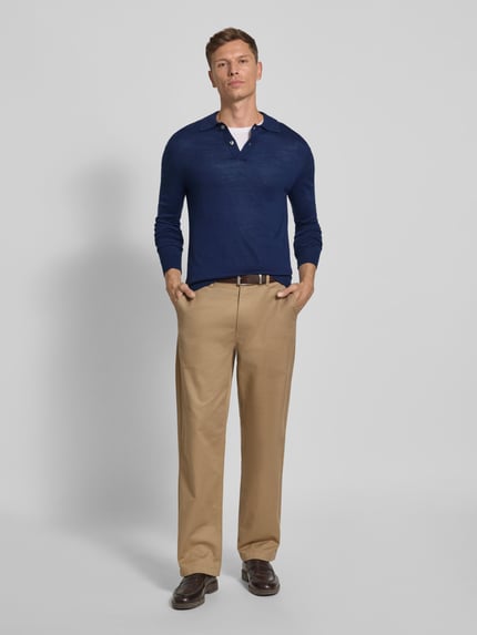 Christian Berg Men Slim Fit Strickpullover aus Woll-Mix Dunkelblau Melange 1