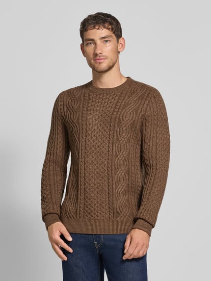 JACK & JONES Premium Sweter z dzianiny z prążkowanymi wykończeniami model ‘BLUSEAN’ Średniobrązowy 4