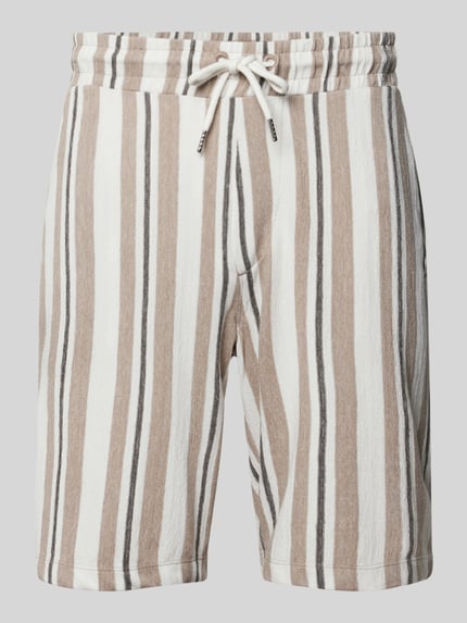 Lindbergh Relaxed fit korte broek met structuurmotief, model 'terry' Zand - 2