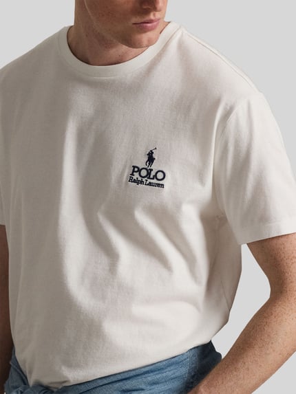 Polo Ralph Lauren Relaxed Fit T-Shirt aus reiner Baumwolle mit Logo-Stitching Weiss 3