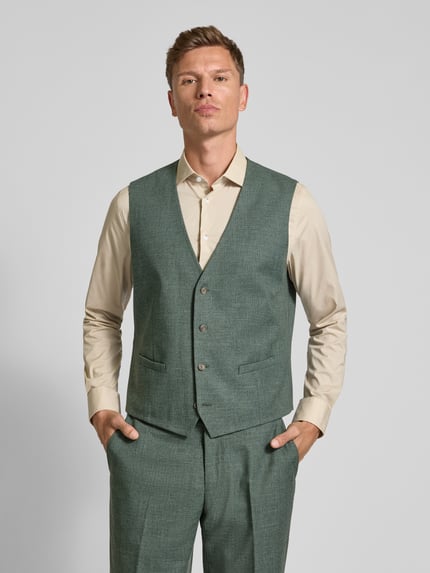 Christian Berg Men Gilet met strookzakken, model 'GIL' Donkergroen - 4