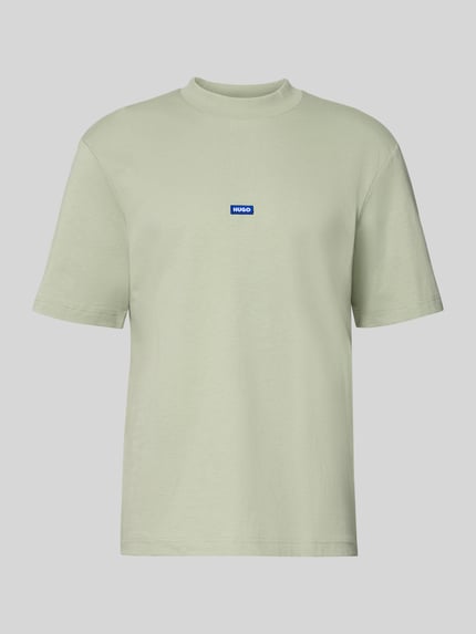 Produktfoto, Regular Fit T-Shirt aus reiner Baumwolle Modell 'NIEROS' von Hugo Blue, jednolity kolor, krój regular fit, okrągły dekolt, krótki rękaw, tkanina bawełniana, label patch