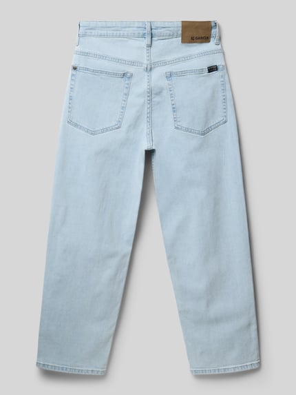 Produktfoto, Straight Fit Jeans mit Logo-Patch von Garcia in hellem Blau, Baumwoll-Mix, 5-Pocket-Design, Kinder Jeans, Rückansicht