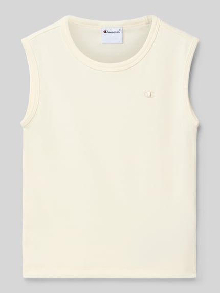 Productfoto, Regular Fit Top mit Logo-Stitching van CHAMPION voor kinderen in elastische katoenmix, ronde hals, crèmekleurig, gladde textuur, ruglengte 37 cm bij maat 140
