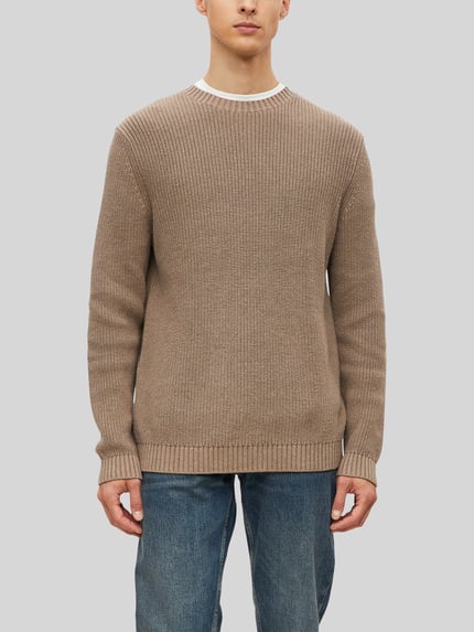 s.Oliver RED LABEL Regular Fit Strickpullover aus reiner Baumwolle Mittelbraun 3