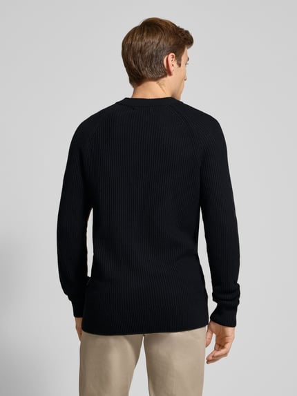 Casual Friday Sweter z dzianiny z okrągłym dekoltem model ‘Kristian’ Granatowy 5