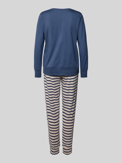 SCHIESSER Regular Fit Pyjama aus reiner Baumwolle Modell 'Schlafan' Blau 3