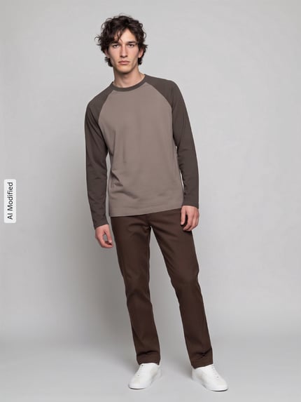 ONLY & SONS Relaxed Fit Longsleeve aus reiner Baumwolle Modell 'HEATON' Hellbraun 1