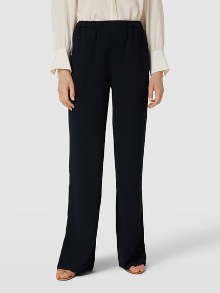 Emporio Armani Wide Leg Stoffhose mit elastischem Bund Marine 4