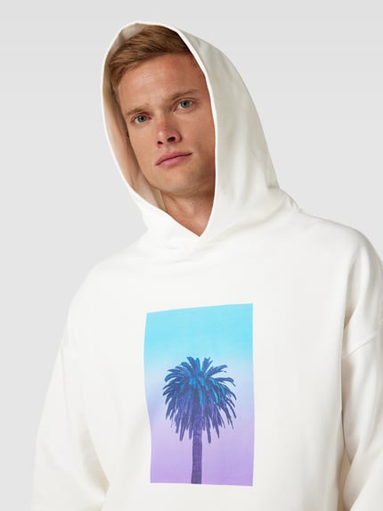 Blue Sky Inn Bluza z kapturem o kroju oversized z foto printem Biały 3