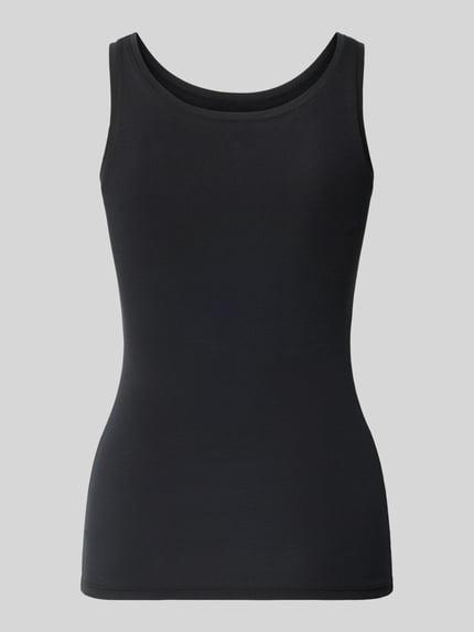 Produktfoto, Slim Fit Tanktop aus Baumwoll-Mix von SKINY in Schwarz, ärmellos, mit Rundhalsausschnitt, glatte Textur, Damenmode
