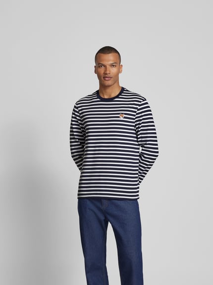 MAISON KITSUNÉ Longsleeve mit Streifenmuster Marine 4