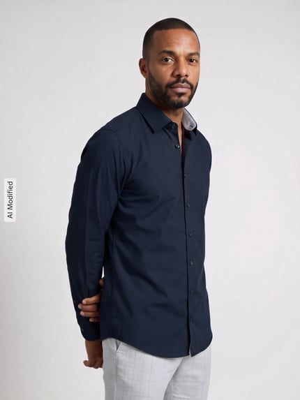 OLYMP Level 5 Slim Fit Businesshemd mit Kentkragen Marine 4