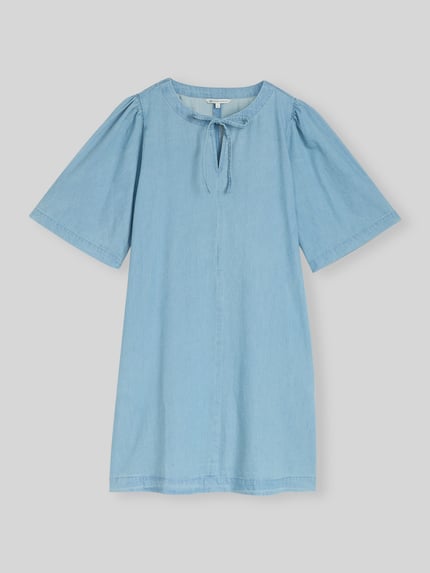 Tom Tailor Denim Regular Fit Freizeitkleid mit Schleifen-Detail Hellblau 2