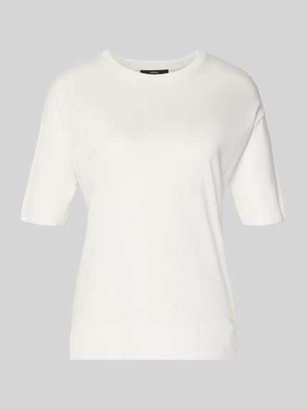 Produktfoto, T-shirt uit mix van katoen en lyocell van Windsor, dames, regular fit, ronde hals, 1/2-mouwen, ruglengte maat 36: 59 cm, effen wit