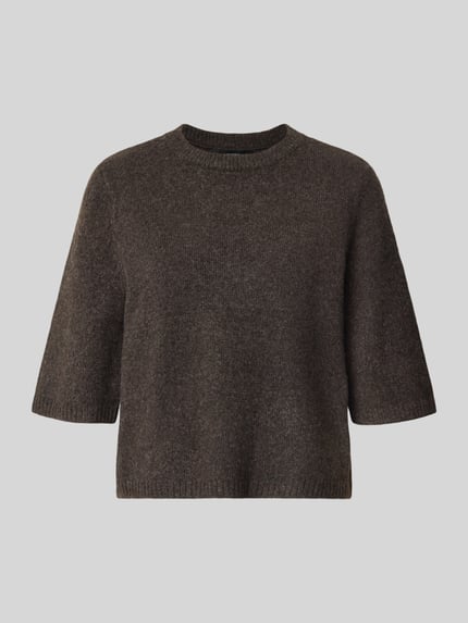 Produktfoto, oversized pullover met wol model 'BOOM' van VERO MODA in donkerbruin, grofgebreide structuur, Dames