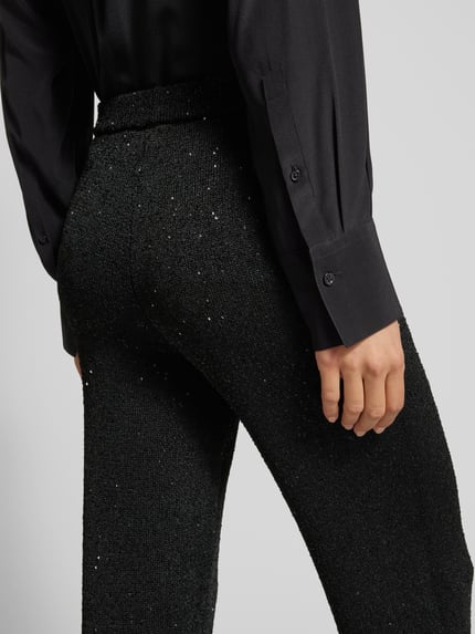 Selected Spodnie materiałowe z efektowną przędzą model ‘JOSIE’ Czarny 3