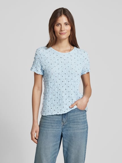 Jake*s Casual Slim fit T-shirt met ronde hals Bleu - 4