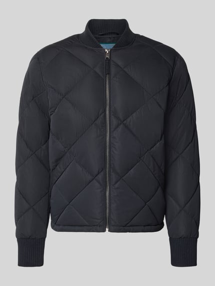 Produktfoto, Regular Fit Steppjacke mit Stehkragen van Superdry in donkere tinten met Stiksels, Steekzakken, Elastisch mouwboord, ritssluiting, Heren, Ruglengte maat M 69 cm, Schouderbreedte 46 cm, Borstwijdte 58 cm, Mouwlengte 59 cm