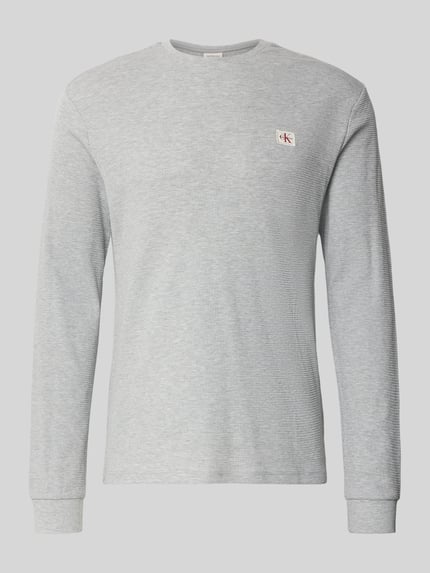 Calvin Klein Jeans Longsleeve mit Strukturmuster Hellgrau Melange 2