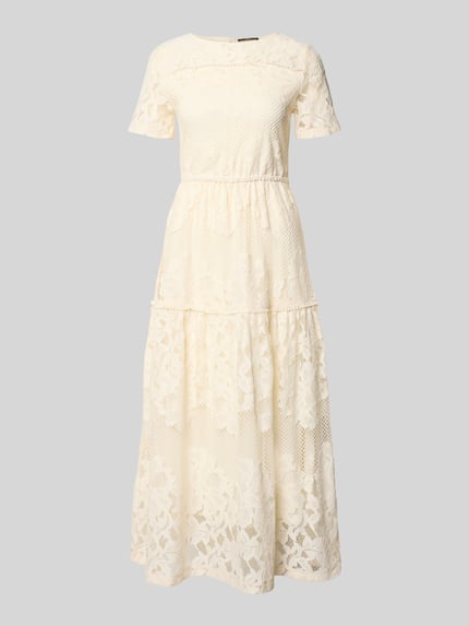 Productfoto, Midikleid aus Spitze mit Rundhalsausschnitt van Zero, gebroken wit, katoenmix, a-lijn, kanten textuur, ruglengte 125 cm, borstwijdte 39 cm, mouwlengte 22 cm