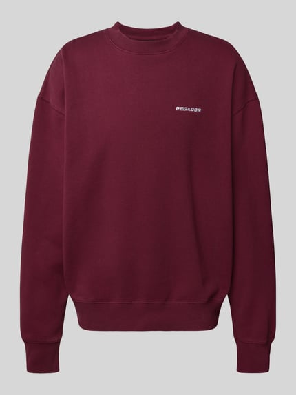 PEGADOR Bluza o kroju oversized z wyhaftowanym logo i okrągłym dekoltem Bordowy 2