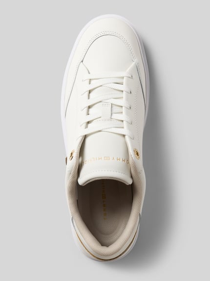 Produktfoto, Low Top Sneaker aus reinem Rindsleder von Tommy Hilfiger in Optik: Unifarben, Schuhspitze: Rund, Absatzform: Flach, Logo-Detail, Schnürung, Materialverarbeitung: Glattleder, Material: echtes Rindsleder
