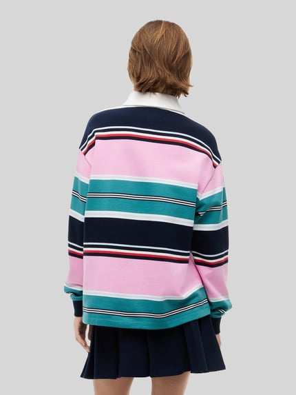 Tommy Jeans Relaxed Fit Rugbyshirt aus reiner Baumwolle Pink 5
