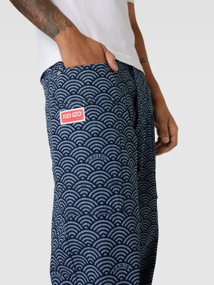 Kenzo Jeansy o kroju relaxed fit ze wzorem na całej powierzchni Jeansowy niebieski 3