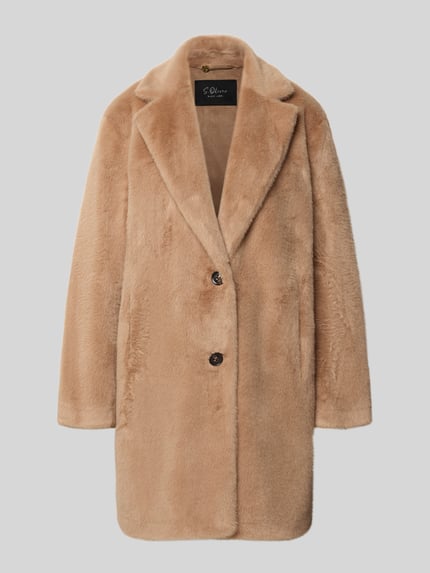 s.Oliver BLACK LABEL Webpelzmantel mit Reverskragen Camel 2