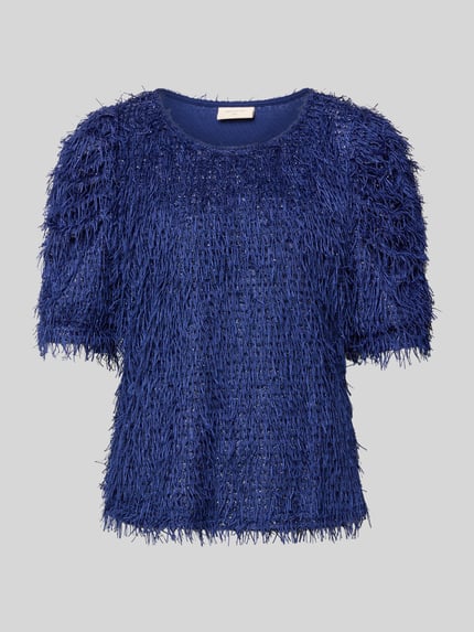 FREE/QUENT Pullover met franjes en ronde hals, model 'MARLIN' Blauw - 2