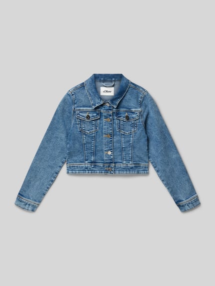 Produktfoto, Regular Fit Jeansjacke aus katoenmix von s.Oliver RED LABEL in blauwe denimlook met borstzakken, platte kraag, knoopsluiting, twill textuur
