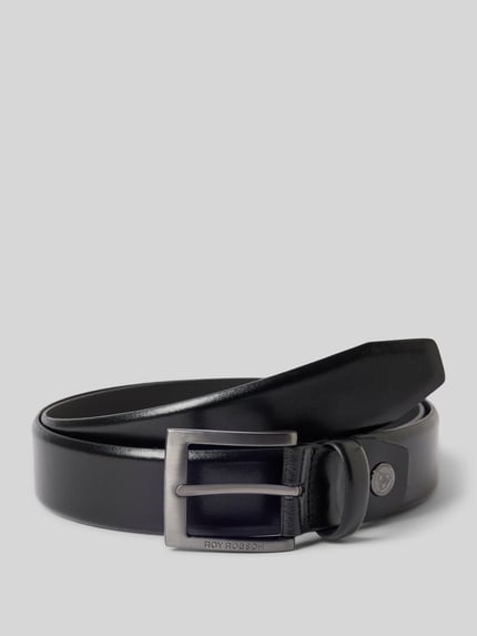 Productfoto, Ledergürtel aus echtem Leder van ROY ROBSON, zwart metaal, klassieke model, label in reliëf, breedte maat 95: 3 cm