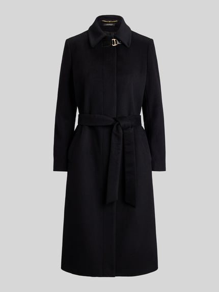 Lauren Ralph Lauren płaszcz o kroju regular fit z mieszanki wełny z domieszką kaszmiru Czarny 2